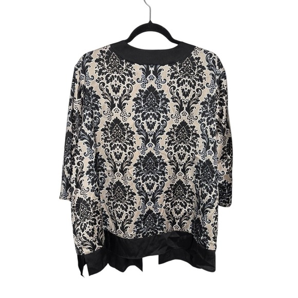 Susan Graver Kimono Tan Black Printed Woven Cardigan‎ Size 2X Petite - Picture 2 of 4